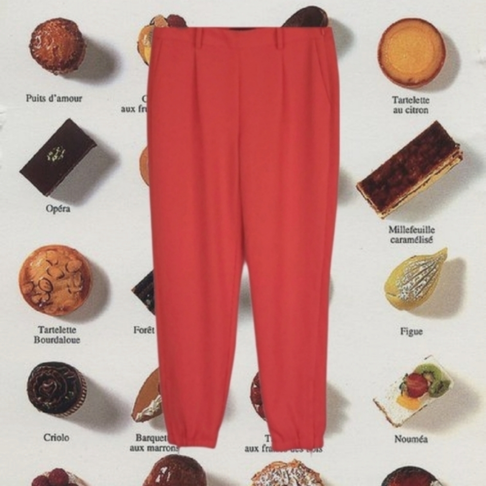 French Tapered Trousers Pants Red-Orange